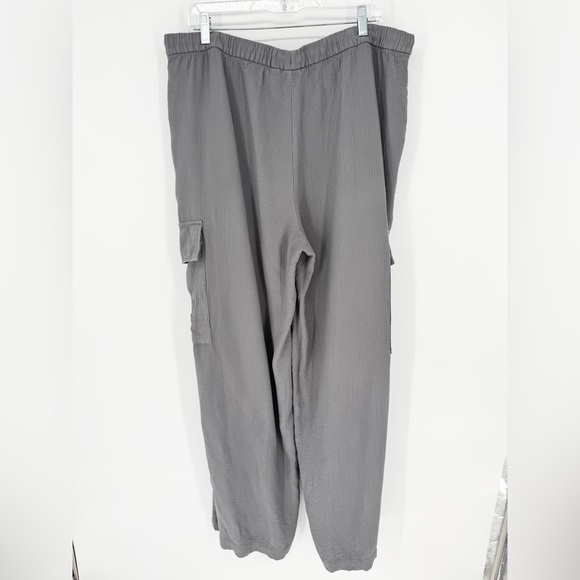 GAP Size XL TALL High Rise Crinkle Texture Pull-On Wide Leg Cargo Pants Grey - Picture 14 of 16